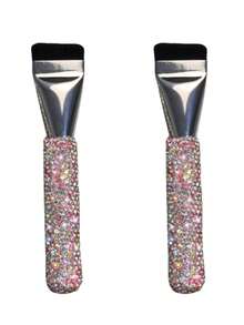 1pc Flat Head Pink Foundation Brush, High-End Rhinestone Decorated Liquid Foundation Makeup Brush, Lightweight & Portable, Suitable For Liquid Products, Fashionable Gift - Multicolor - View 13