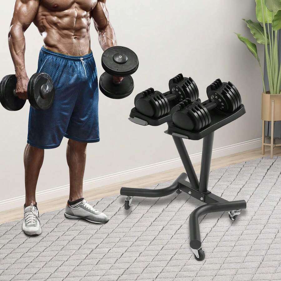 Gewichtsverstellbarer Metallheber, V-förmiger Hantelhalter, Multifunktions-Heber mit universellen Rädern, verstellbarer Neigungswinkel der Palette, Heber für 110,23 Pfund, 67 * 46 * 54 cm, Krafttraining, tägliches Fitness verfügbar - Schwarz - Übersicht 1