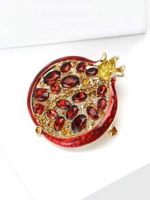 1 件女士水钻石榴胸针、水果胸针、适用于包、毛衣、外套、帽子、鞋子、连衣裙、西装