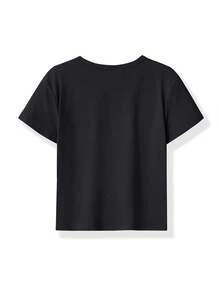 Young Boy Casual Slogan Print Short Sleeve T-Shirt - Black - View 3