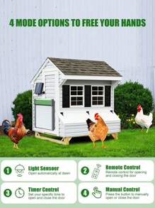 باب ذكي آلي جديد بريموت كنترول، مقاوم للماء بمعيار IP67، متعدد أوضاع التشغيل، يعمل بالطاقة الشمسية، مناسب للحيوانات الأليفة والطيور والأرانب والأوز