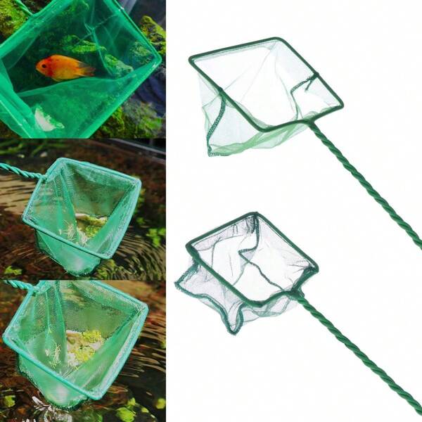 1 Stück Aquariumzubehör, Fischschaufelnetz für Aquarien, quadratisch, für Aquarien, Tauchnetz, grün, geeignet für Aquarienfische, Aquarienfische