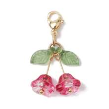 Set de 4 decoraciones colgantes de flor de vidrio y acrílico, dijes con mosquetón, para bolsos, llaves, collares, joyería o accesorios de automóvil, colores variados, 30mm
