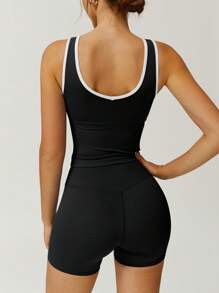 NcmRyu Women's Contrast Trim Elastic Camisole & Shorts Outdoor Suit