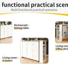 Flieks 360° Swivelling Bar Table On Castors, Breakfast Bar With 3 Drawers And Snack Rack, Multifunctional Storage, Innovative Kitchen Islands, Suitable For Dining Room, 138-209x39x106cm - White - View 11