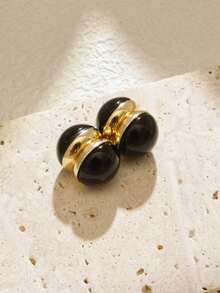 1 对女士磁性夹式耳环，个性化磁性耳钉，铁矿石磁性耳环，适合无耳洞女士，日常佩戴 - 圓形 - 查看 14