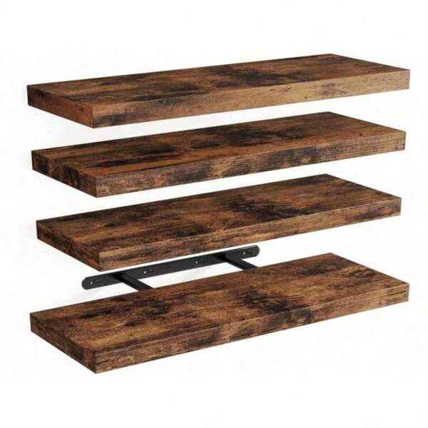 [Juego de 1/2/4 piezas, grosor de 0,59 pulgadas] Estante flotante de pared, estante flotante de una sola pieza, estante para exhibir, estante para flores, estante decorativo, estantería, exhibidor de marcos de fotos, estante para tarros de especias, vitrina para muñecas para el hogar y la oficina, decoración de dormitorio, disponible en marrón, negro y blanco, adecuado para dormitorio/cocina/estudio/sala de estar/baño