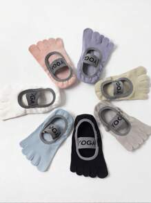 1 Pair Yoga Toe Socks For Women, Five Finger Socks For Indoor Fitness, Dancing, Workout, Non-Slip Grip, Shock Absorbent, Pilates Socks