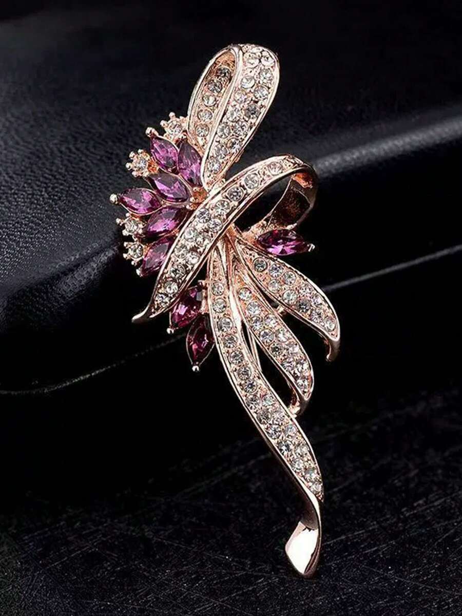 1 件个性化紫色水晶胸针，优雅服装配饰别针，适合女士秋冬学校万圣节珠宝服装配饰包饰办公室配饰 - 彩色 - 查看 1