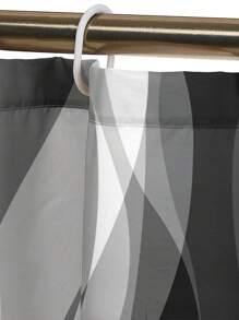 4pcs/Set Modern Abstract Wave White & Gray Striped Shower Curtain Set, Waterproof Shower Curtain With 12 Hooks, Bathroom Non-Slip Mat, U-Shaped Toilet Mat And Round Toilet Lid Cover, Bathroom Set For Full Scene Use Back To School