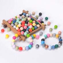 100 Stücke Großpack gemischte Silikonperlen Set (12 mm Standard) - professionelle DIY-Schmuckherstellung Zubehör für Armbänder/Anhänger/Schlüsselanhänger/Ausweisbänder | Riesiges Bastelset mit Perlenhalter & Modeschmuckperlen (Klassenraum Set/Stressabbau Geschenk)