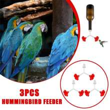 3 Packs Floral Hummingbird Feeder Tubes And Stoppers, Red Double Head Hummingbird Feeding Ports, Water Feeding Replacement Parts Wine Bottle Plug For Outdoor