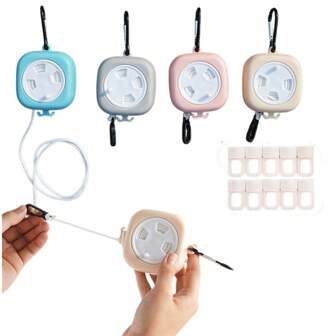 1pc 10M Retractable Clothesline + 10 Anti-Slip Clips - Space Saving Indoor/Outdoor Drying Rope, No Tools Setup For Travel & Balcony