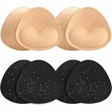 Waterproof Swimsuit Pads - 4 Pairs Heart Push Up Inserts - 黑色米色 - 查看 1