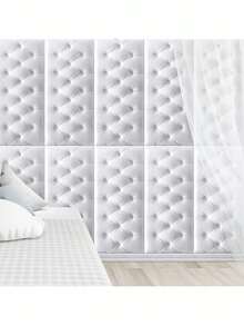 6张35cm*70cm 3D压花泡沫墙纸仿皮纹 柔软有质感（厚度0.4cm/0.16英寸）自粘泡沫墙贴 可重复使用可裁剪 卧室装饰背景 隔音加厚墙布 床头软包 防水防潮防尘防撞贴纸 家居装饰墙面装饰墙贴