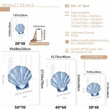 3 件/套无框海岸帆布印刷品、蓝色海滩印刷品套装、比基尼甜蜜生活贝壳墙饰、在海滩遇见我、时尚海岸夏季艺术、海报、墙面艺术、房间装饰用品、夏季海岸装饰、现代、名言 - 彩色 - 查看 6