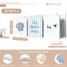 3 件/套无框海岸帆布印刷品、蓝色海滩印刷品套装、比基尼甜蜜生活贝壳墙饰、在海滩遇见我、时尚海岸夏季艺术、海报、墙面艺术、房间装饰用品、夏季海岸装饰、现代、名言 - 彩色 - 查看 19