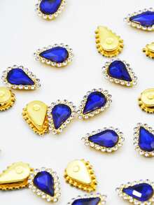 50 颗 13x8 毫米金属平底水滴形水晶宝石，可用于缝制工艺品、鞋子、连衣裙、衣服、耳环