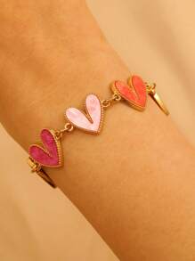 1pc Colorful Heart-Shaped Bracelet For Women, Fashionable & Cute, Ideal Gift For Girlfriend, Best Friend, Suitable For Daily Wear, Party, Festival