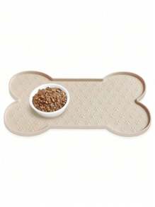 1 peça de jogo americano em formato de osso, tapete antiderrapante de silicone para comida de cachorro, tapete para tigela de cachorro mais grosso, jogo americano para animais de estimação, alimentador de gato à prova d'água com borda elevada, tapetes de alimentação para filhotes e gatinhos, adequado para cães de pequeno e médio porte, bandeja de alimentação para gatos