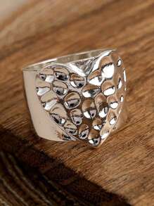 Simple And Fashionable Heart-Shaped Wide Ring, Personalized Jewelry Gift Suitable For Women's Daily Events