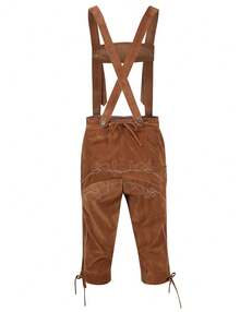 Men's Stylish Embroidery Strap Pants Vintage Faux Fleece Party Dress Pants German Bavarian Oktoberfest Lederhosen Trousers Costume