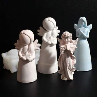 1 pieza Molde de silicona 3D de ángel con alas y diseño floral - Silicona flexible de alta calidad para manualidades de resina, arcilla, cera - Decoración del hogar, elaboración de regalos, suministros artesanales, adornos angelicales | Molde decorativo | Detalles intrincados, moldes de silicona
