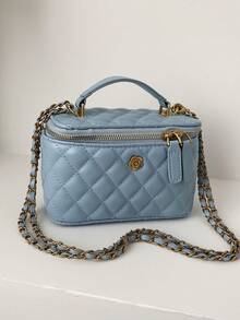 Bolsa de mano con caja de moda nueva, bolso de hombro/cruzado simple - Azul - Ver 7