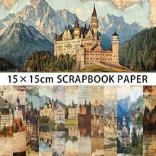 12 件欧洲复古城堡主题剪贴簿纸垫，5.9 * 5.9 英寸单面剪贴簿纸，适用于垃圾日记本、卡片制作、DIY 工艺、相册、礼品包装、学校用品、返校