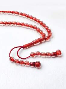 66 piezas de 8mm Pulsera de cuentas de cristal llanas con borlas, cuentas de rosario árabe