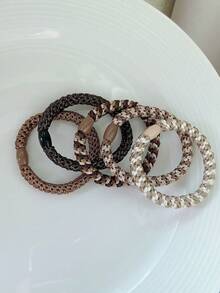 5pcs/Set Twisted Hair Tie Elastic Hair Tie Colorful Knitted Rubber Bands Women Hair Accessories, Hair Tie ,Hair Accessories, Ponytail Holders, Hair Elastics, Hair Bobbles ,Hair Rope Hair Ties Head Accessories - Multicolor - View 20