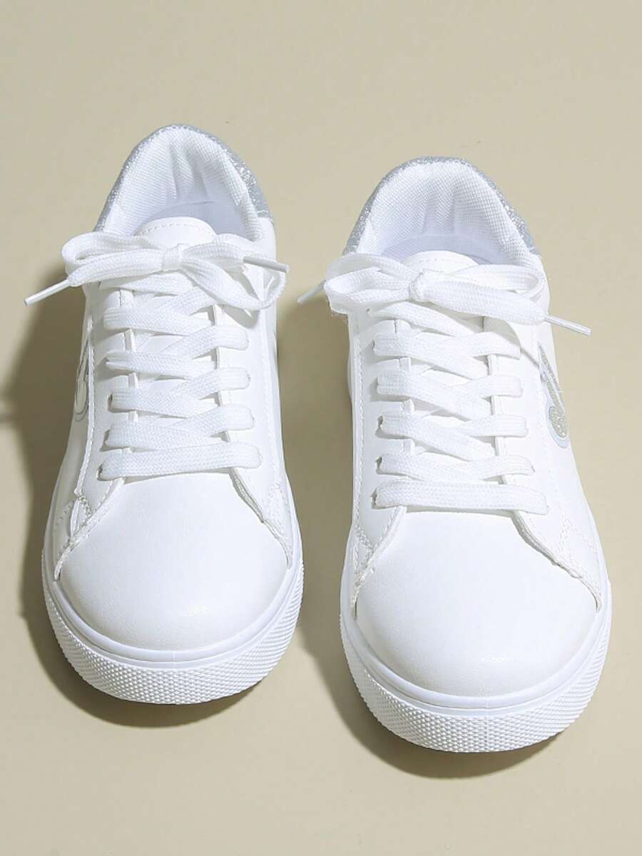 Ladies' Heart Printed Fashion Comfortable Noble Versatile Non-Slip Flat Casual Shoes - Silver - View 1