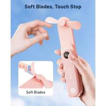 TFFFPortable Handheld Mini Fan With LED Display 3in1 Personal Foldable USB Rechargeable Hand Held Fan And Flashlight For Travel Lash Eyelash Cute Small Pocket For Women Girls