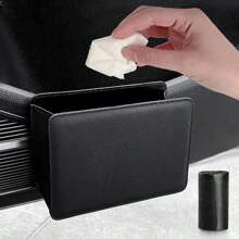 Car Trash Can,  Leather Vehicle Trash Bin Car Dustbin Garbage Organizer Holder With 30 Pcs Trash Bags,  Foldable Hanging Mini Cars Storage Bag Container For Auto,  SUV (Black)