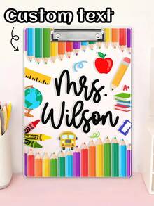 1pc Personalized Teacher Appreciation Gifts, Custom Rainbow Teacher Clipboard, Teacher Name Clipboard, Teacher Name Gift, Custom Teacher, Back To School, School Supplies,School Supplies,Back To School,School Gift,For Office,For School,For Classroom,For Teacher Gifts,For University,For Colleague,For Dorm Rooms,For Teacher,For Boys And Girls,For Teenagers,Junior High School Students,Middle School Students,High School Senior High School Students,College Students,University Students,Freshman,Sophomore,Underclassmen,Multi-Functional,Ornamental,Reusable,Modern,Colorful,Cute,Vintage,Cartoon,Kawaii,Custom,Personalized,Unique,Customized,Workers,Clients,Students,For Business/Work/Office,For School - Multicolor - View 3