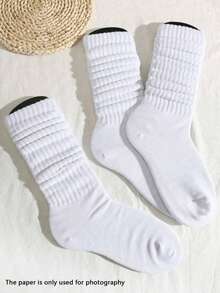 3/5/6/10 Pairs Unisex Soft Breathable Solid White/Black/Gray Crew Socks, Suitable For Daily Wear And Outdoor Activities - Multicolor - View 2