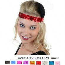 Kenz Laurenz Sequin Headbands Elastic Stretchy Headband For Girls Women Flapper Roaring 20s Great Gatsby 1920s Hair Band Cute Princess Head Bands - Gold - View 4