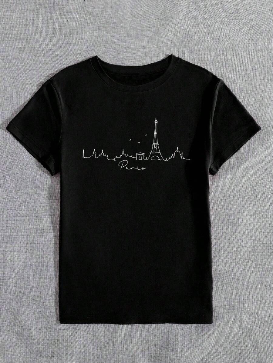 Camisetas estampadas de cuello redondo para verano (los pantalones son solo sugerencias de estilo) son holgadas y no realzan la figura, y el tejido es delgado y no abulta. Confeccionado con telas suaves, transpirables y amigables con la piel, ofrece comodidad en la parte superior del cuerpo y evita la sensación de sudoración, con un diseño de estampado clásico y sencillo, adecuado para el uso diario, ir de compras y para el tiempo libre, con los mismos modelos básicos y versátiles para hombres y mujeres, muy adecuado para ocasiones como el Día del Trabajo y el Día de la Independencia de México, y fácil de usar durante todo el año. - Negro - Ver 1