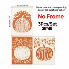 3PCS Halloween Pumpkin Wall Art Print Spooky Pumpkin Poster Kitchen Living Room Wall Decor, Farmhouse Print, Canvas Halloween, Room Decor Aesthetic, Posters For Room , Canvas Wall Art, Optional Frame,Wall Decor, Bedroom Decor. ,Halloween Decor Home Decor Fall Decor