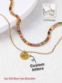 Elegant Fashion, Customized Letter Bracelet/Anklet, Women Round Letter Zirconia Pendant Bracelet/Anklet, Birthday Gift, Thanksgiving Gift, Gift For Girlfriend, Anniversary Gift, Best Friends Gift, Graduation Gift