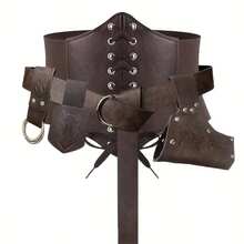 5-Piece Medieval Renaissance Costume - Stylish PU Belt, Corset, Scabbard For Cosplay And Halloween - A - View 8