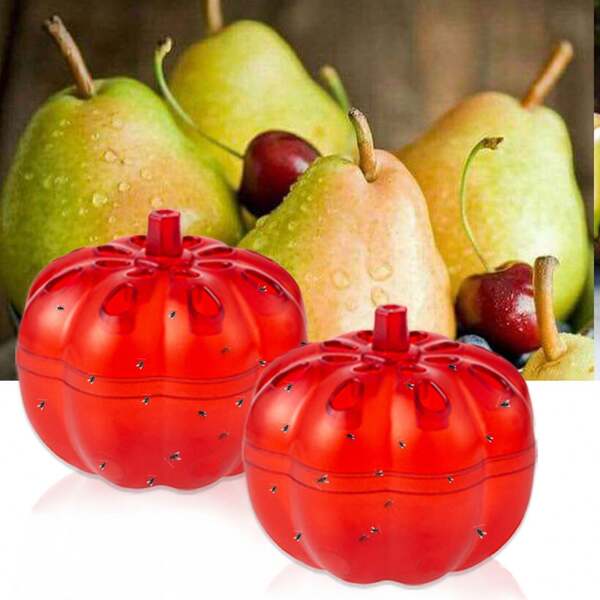 2Pcs/Set Fruit Fly Trap Pumpkin Shape Drosophila Trap For Home Kitchen Gnat Killer Fly Catcher Pest Insect Control