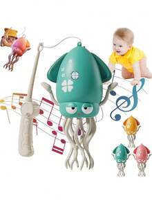 电动自动避让章鱼、带 LED 灯和音乐的跳舞章鱼、智能避障、魔术跳舞章鱼、智能摇摆机器人章鱼、室内娱乐、男孩和女孩的生日礼物、圣诞节礼物（（钓鱼）） - 彩色 - 查看 3