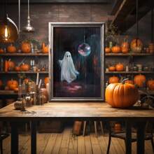 1pc, Canvas Hanging Painting, Framed Art Decoration, Hangable, Wall Art, Poster, Framed Wall Art, Cute Avant Garde Halloween Decorations, Disco Ball Spooky Party, Cute Halloween Spooky Paintings, Vintage Style Art, Disco Ball Poster, Avant Garde Dorm Room Wall Art, Autumn Decorations, Halloween Decorations, Halloween Autumn Decorations, Room Decorations, Dorm Room Decorations, Bedroom Decorations, Office Decorations, Holiday Party Decorations Home Decor Fall Decor