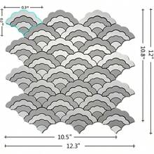 7 Hojas de auto-adhesivas de azulejos de metal con forma de nube, mosaico de aluminio 3D para decoración de pared de cocina, baño y sala de estar, color plateado cepillado - Plata cepillada - Ver 3