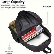 1pc Customized Large Capacity Backpack - Use Your Photo/Text Design - 16 Inch - Adjustable Shoulder Straps, High Capacity, Lightweight, Zipper Closure, Unisex - Suitable For Daily Commute, School, Travel, Work, Mother's Day, Halloween, Easter, Christmas, Father's Day, Wedding, Valentine's Day - Multicolor - View 8