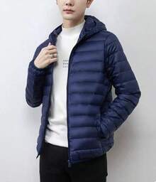 SUN CAI Men's Hooded Jacket, Imported Lightweight Fabric Jacket - 藏蓝色 - 查看 1