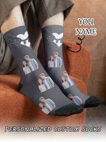 1 par de calcetines de tubo medio personalizados con cara de mujer, Puede poner cualquier rostro en los calcetines, Calcetines personalizados con fotos, Par de calcetines con diseño de imagen personalizada interesante, adecuados para el Día de San Valentín, cumpleaños, regalos y otras ocasiones, personalizados, divertidos, ricos y coloridos, diseño creativo de anime y caricatura, regalos navideños