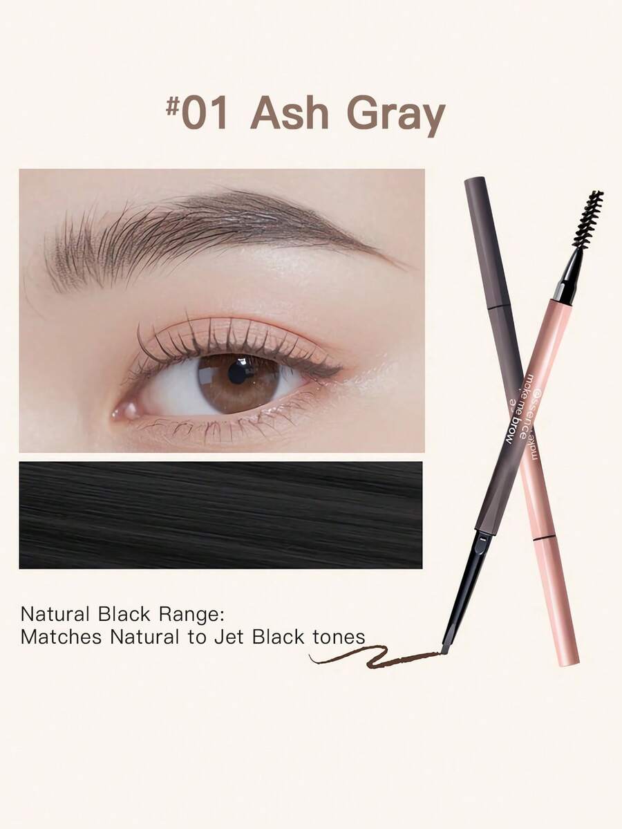 Essence Delicate And Clear Eyebrow Pencil, Precisely Defines Natural Brow Shape, Long-Lasting Natural Makeup - 01 Smoky Gray - View 1