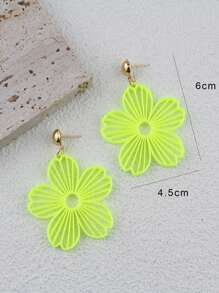 Pendientes con flor hueca de color amarillo fluorescente para mujer, accesorio de vestido de playa de verano que brilla en la oscuridad, pendientes con colgante de estilo casual de calle